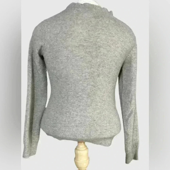 Cashmere Womens Sweater Small Tan Ruffle Neckline - Picture 2 of 6